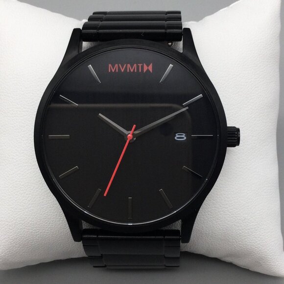 MVMT Classic 44 Watch Men Black Date Stainless New Battery 7.5" - Picture 1 of 13